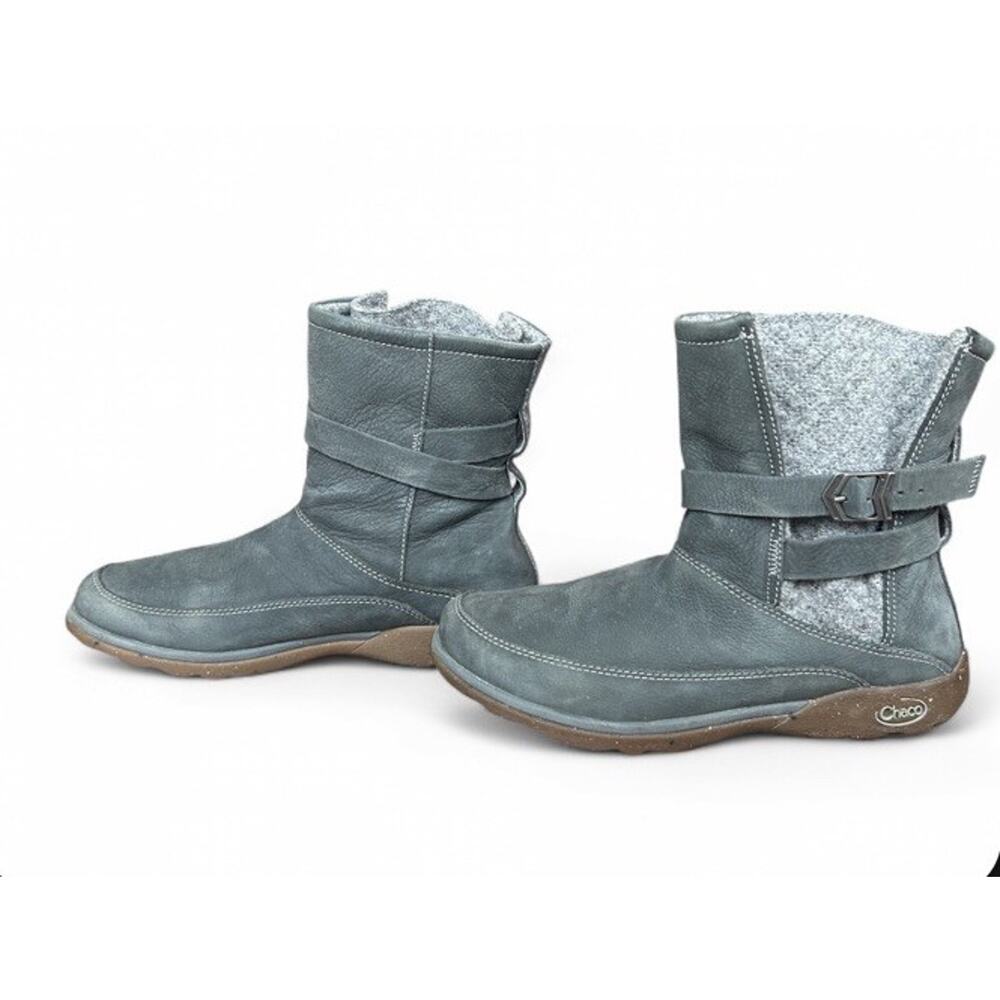 Chaco Hopi Waterproof Leather & Wool Boots Castlerock Gray Buckle Women’s US 8 - Picture 8 of 10
